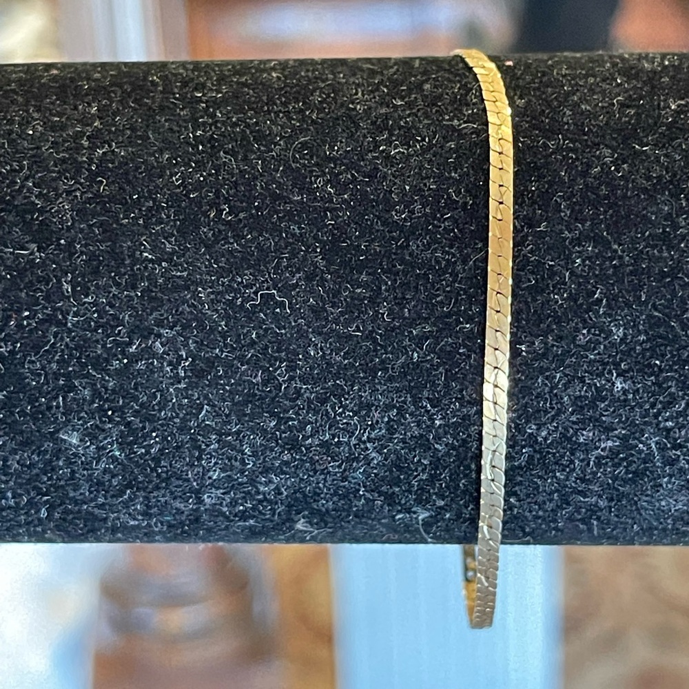 Vintage 14K Yellow Gold Italy Solid Flat Omega Chain Bracelet - 7.5" 2.05g